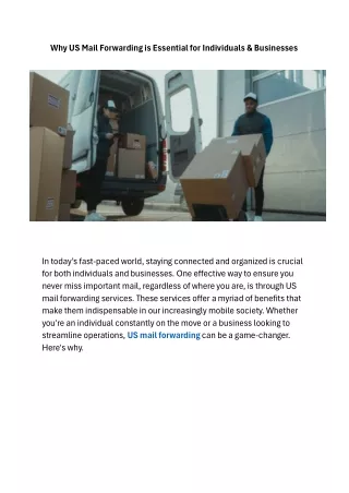 Why US Mail Forwarding is Essential for Individuals & Businesses