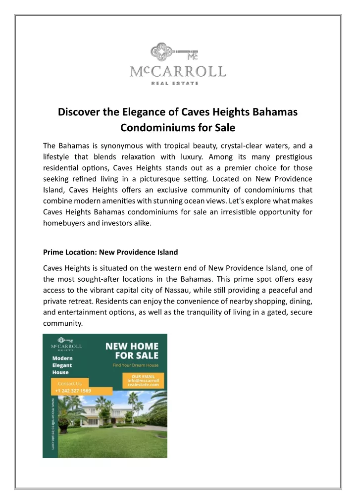 discover the elegance of caves heights bahamas