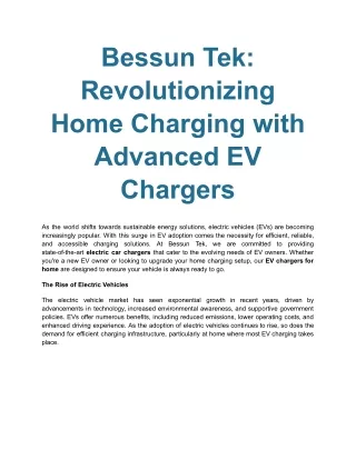 bessun tek revolutionizing home charging with