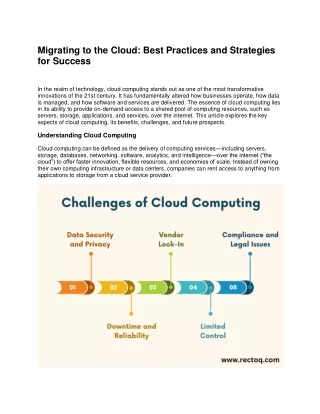 Migrating to the Cloud - Best Practices and Strategies for Success