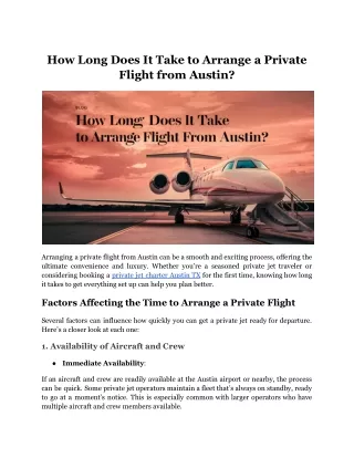 how long does it take to arrange a private flight