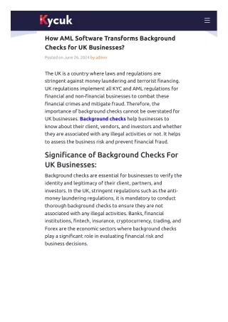 How AML Software Transforms Background Checks for UK Businesses?