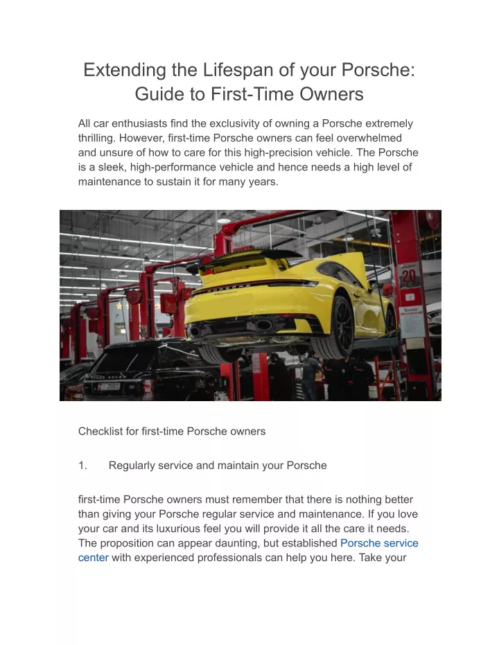 extending the lifespan of your porsche guide