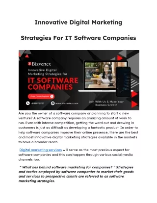 Innovative Digital Marketing Strategies For IT Software Companies