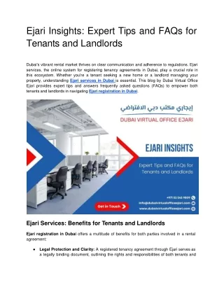 Ejari Insights_ Expert Tips and FAQs for Tenants and Landlords