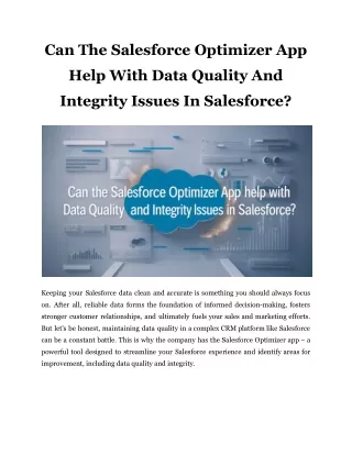 can the salesforce optimizer app