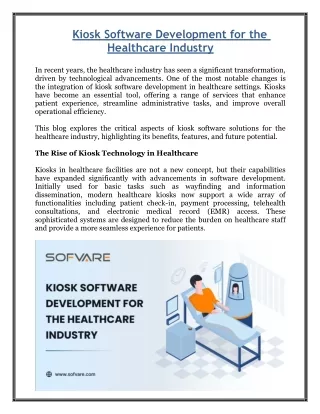 Kiosk Software Development for the Healthcare Industry