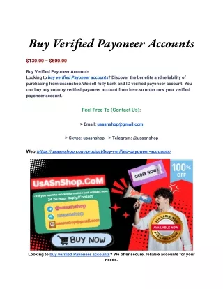 The Best Place to Buy Verified Payoneer Accounts