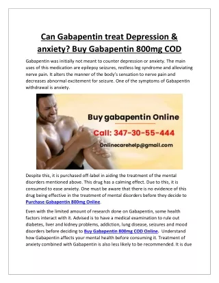 can gabapentin treat depression anxiety