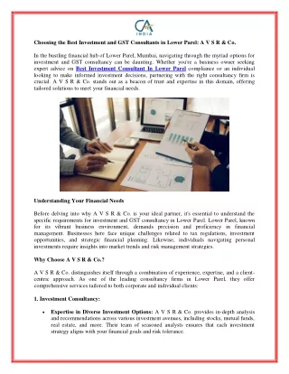 Maximizing Your Returns: The Best Investment and GST Consultants in Lower Parel