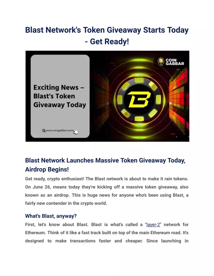 PPT - Blast Network's Token Giveaway Starts Today - Get Ready! (1 ...