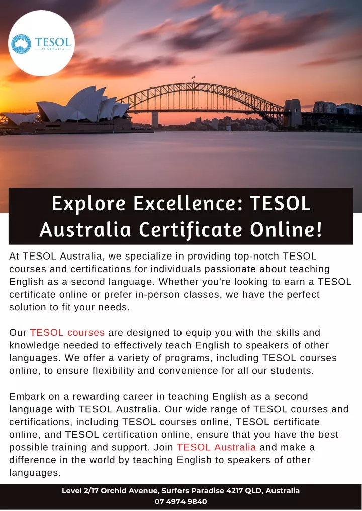 explore excellence tesol australia certificate