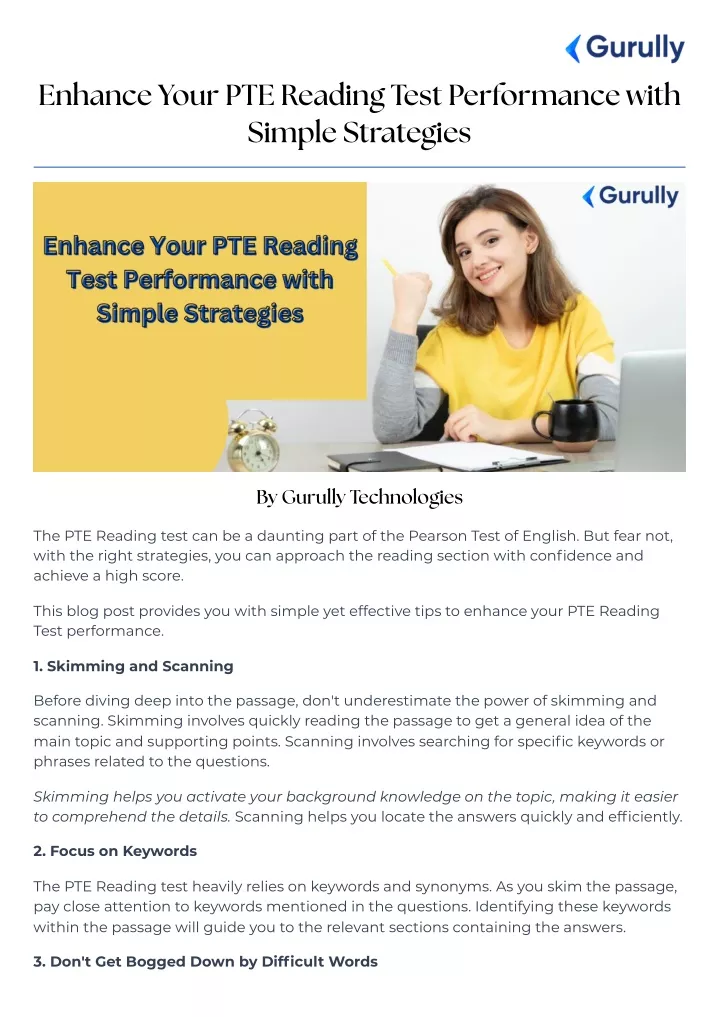 enhance your pte reading test performance with