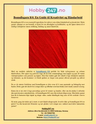 Bomullsgarn 8-4 En Guide til Kreativitet og Handarbeid