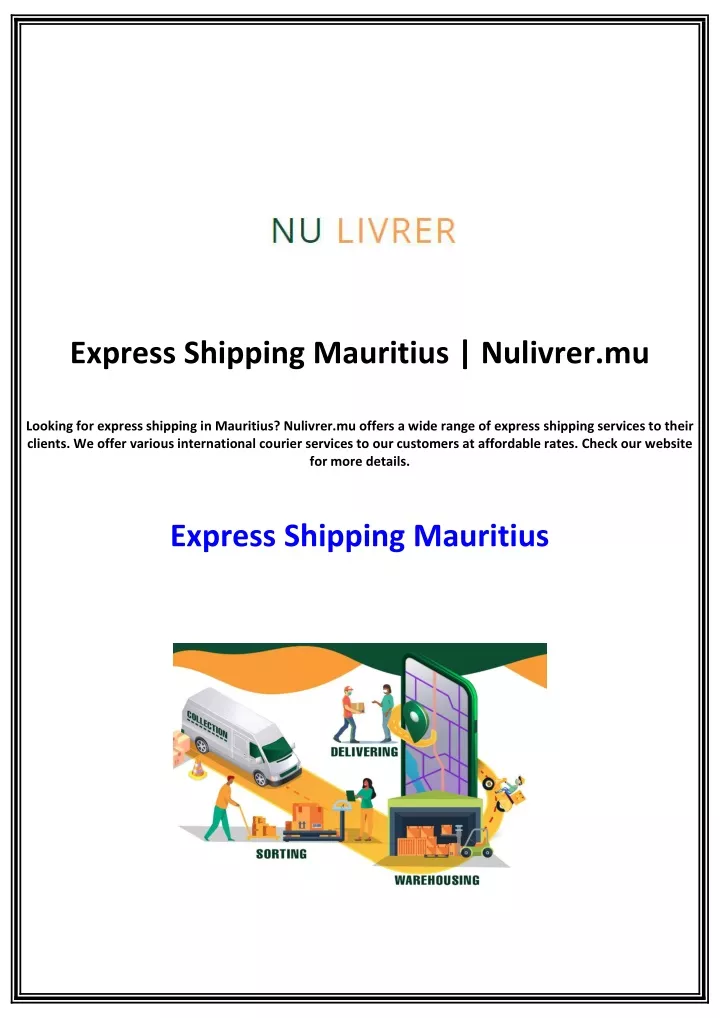 express shipping mauritius nulivrer mu