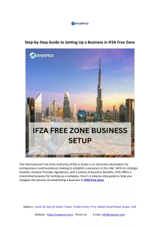 IFZA Free zone business setup - Avyanco