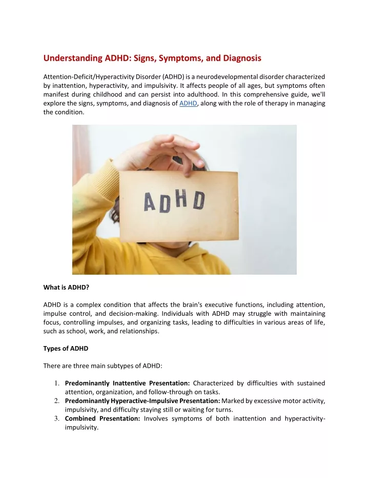 understanding adhd signs symptoms and diagnosis