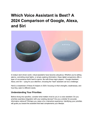 Which Voice Assistant is Best A 2024 Comparison of Google, Alexa, and Siri