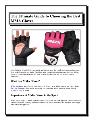 The Ultimate Guide to Choosing the Best MMA Gloves