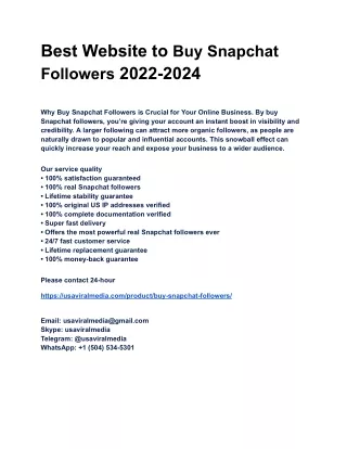 Best Website to Buy Snapchat Followers 2022-2024