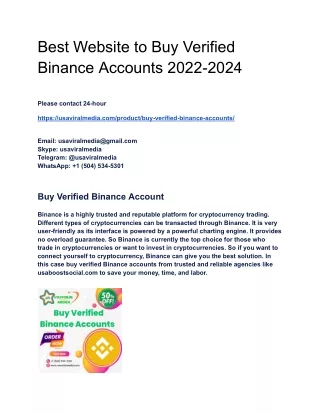 Best Website to Buy Verified Binance Accounts