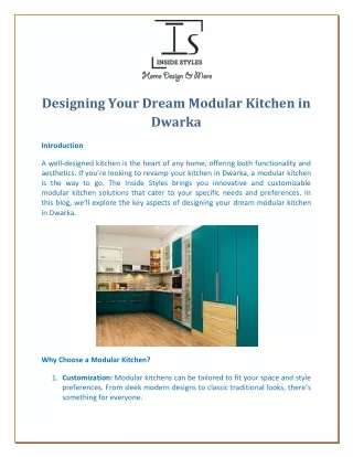 Designing Your Dream Modular Kitchen in Dwarka