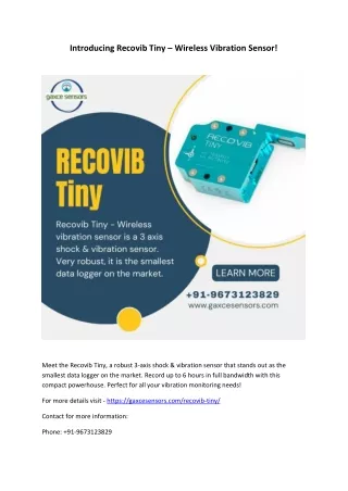 Introducing Recovib Tiny – Wireless Vibration Sensor