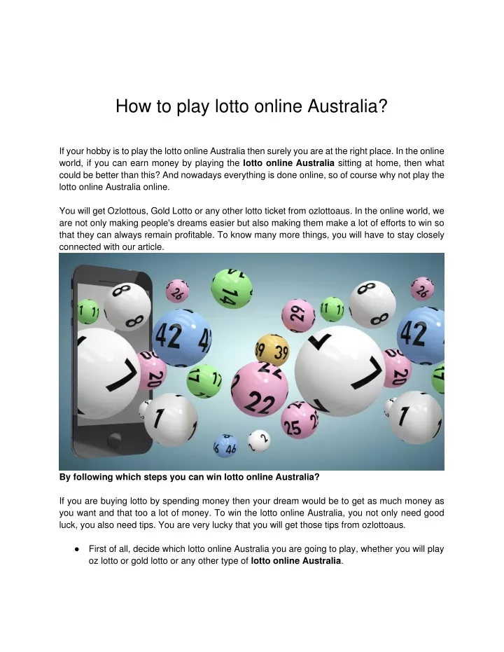 how to play lotto online australia