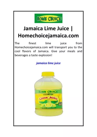 Jamaica Lime Juice  Homechoicejamaica.com