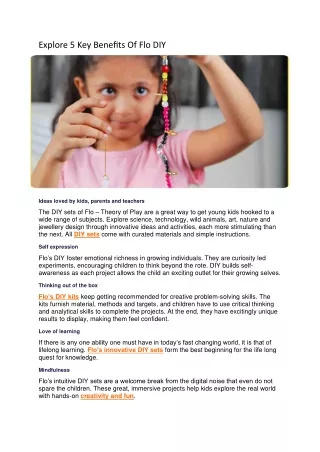 Explore 5 key benefits of Flo DIY - FLO TOYS