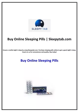 Buy Online Sleeping Pills | Sleepytab.com