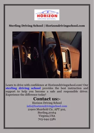 Sterling Driving School  Horizondrivingschool.com