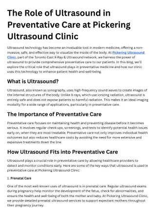 The Role of Ultrasound in Preventative Care at Pickering Ultrasound Clinic