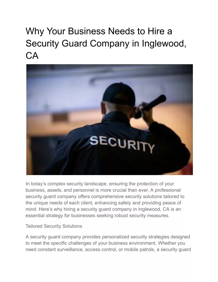 why your business needs to hire a security guard