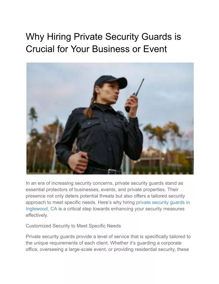 why hiring private security guards is crucial