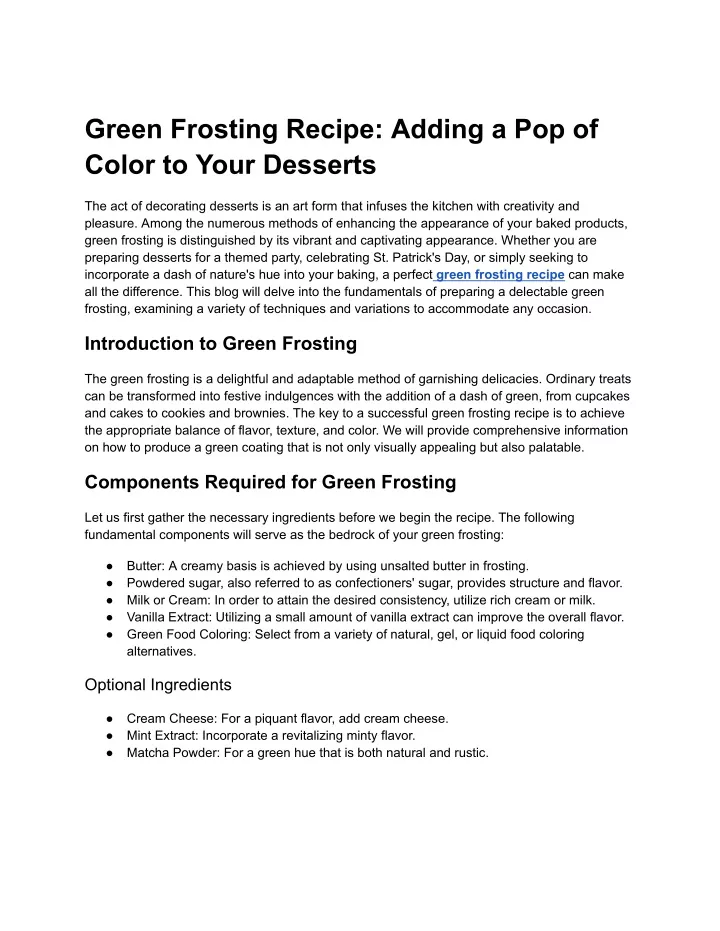 green frosting recipe adding a pop of color