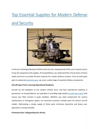 Top Essential Supplies for Modern Defense and Security
