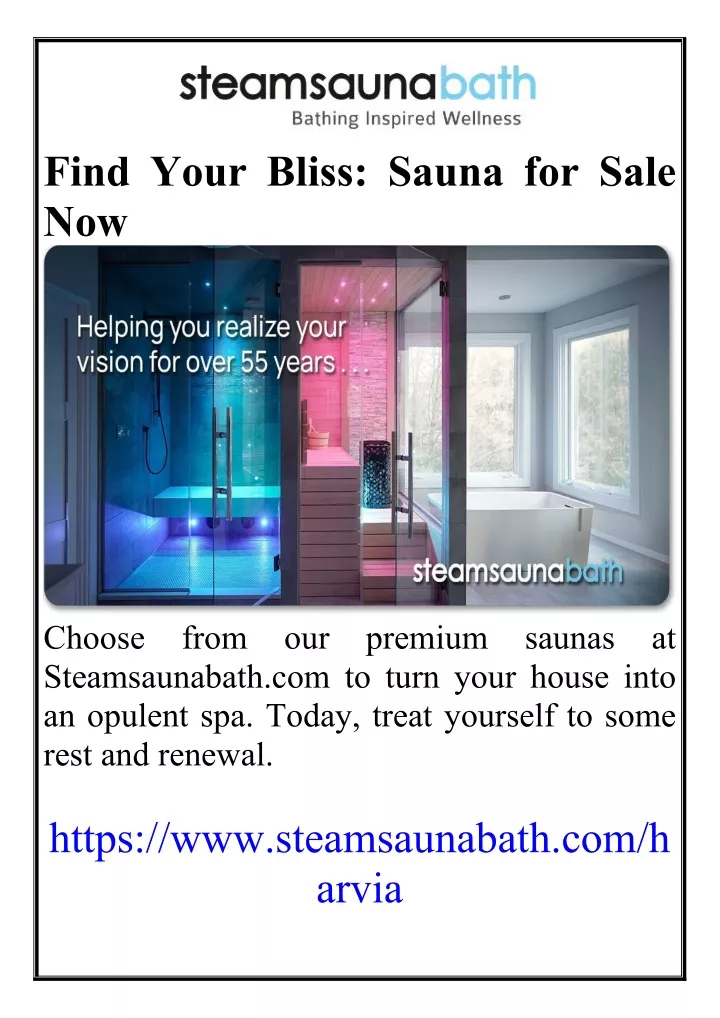 find your bliss sauna for sale now