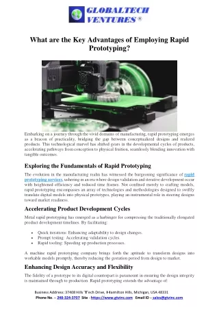 What are the Key Advantages of Employing Rapid Prototyping