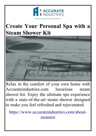 Create Your Personal Spa with a Steam Shower Kit