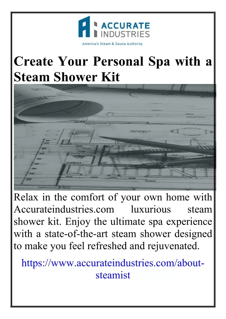 create your personal spa with a steam shower kit