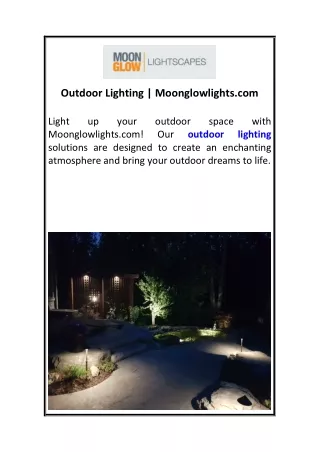 Outdoor Lighting  Moonglowlights.com