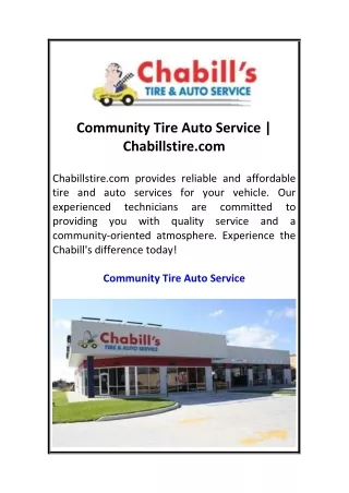 community tire auto service chabillstire com