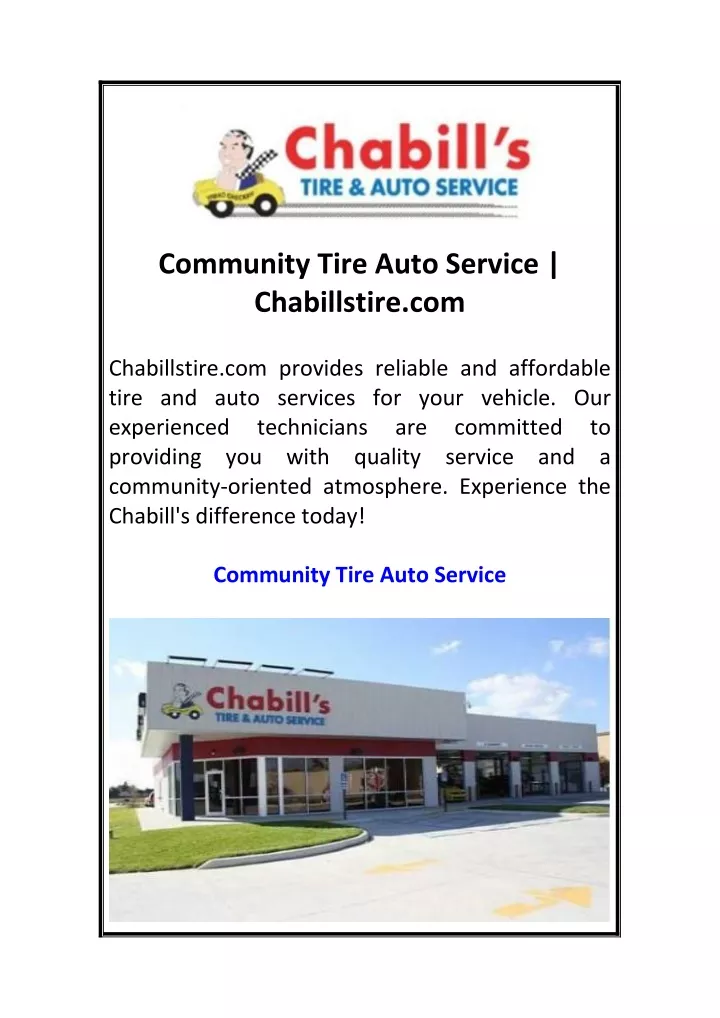 community tire auto service chabillstire com