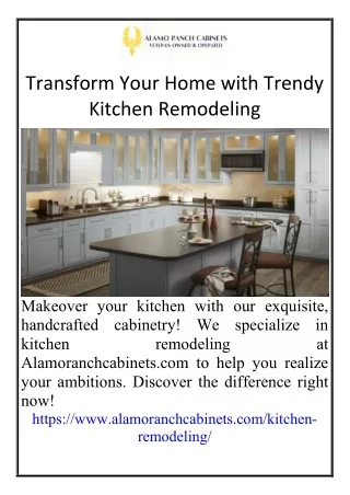 Transform Your Home with Trendy Kitchen Remodeling