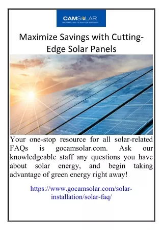 Maximize Savings with Cutting-Edge Solar Panels