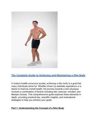 The Complete Guide to Achieving and Maintaining a Slim Body