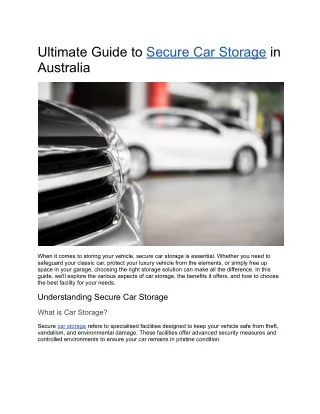 Ultimate Guide to Secure Car Storage in Australia