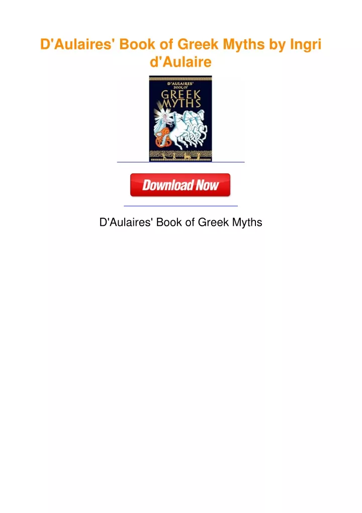 PPT - D'Aulaires' Book of Greek Myths by Ingri d'Aulaire PowerPoint ...