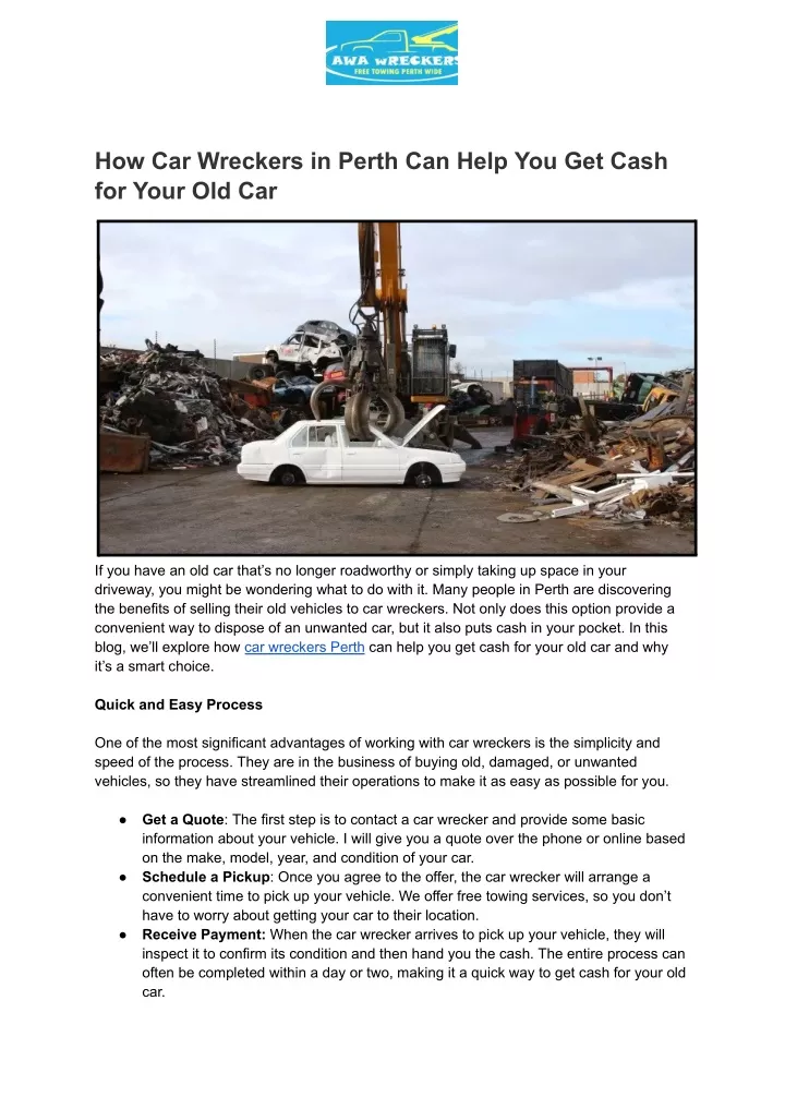 how car wreckers in perth can help you get cash